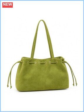 Suede Drawstring Tote Bag Large Capacity Shoulder Handbag for Work Travel